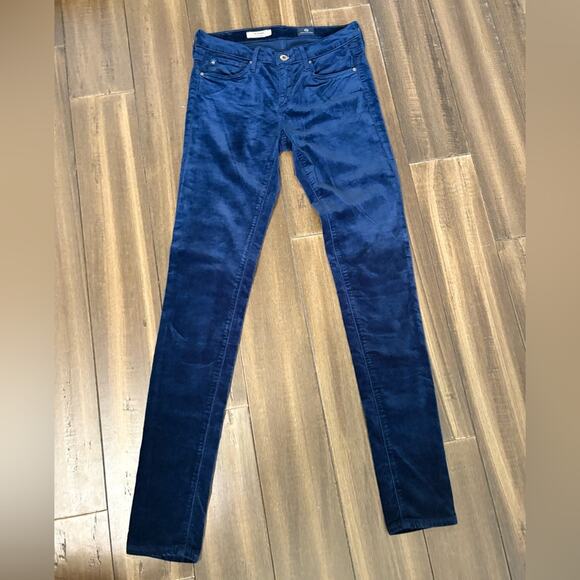 Ag Adriano Goldschmied Denim - AG Adriano Goldschmied size 26 Deep Blue Skinny Jeans Low Rise Velour